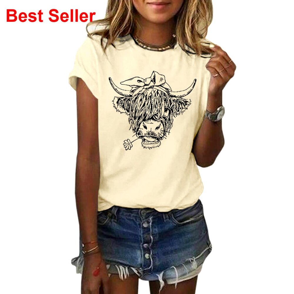 Loose Fit Graphic Tee Short Sleeve Summer Casual Top